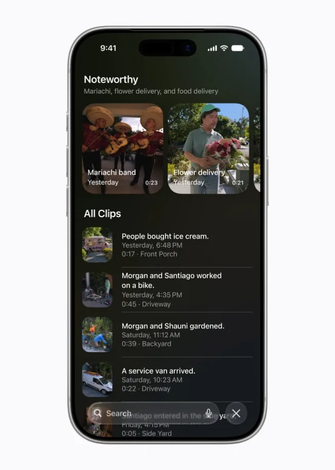 iPhone 家居 app 自動整理值得留意嘅保安鏡頭片段