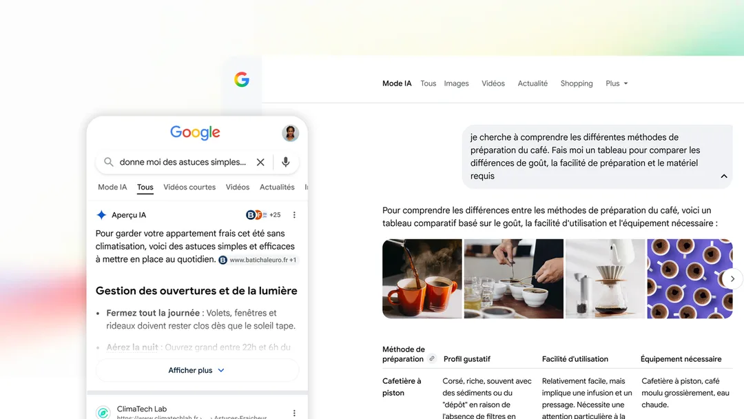 Google 法國展示 AI 摘要同 AI Mode 搜尋介面
