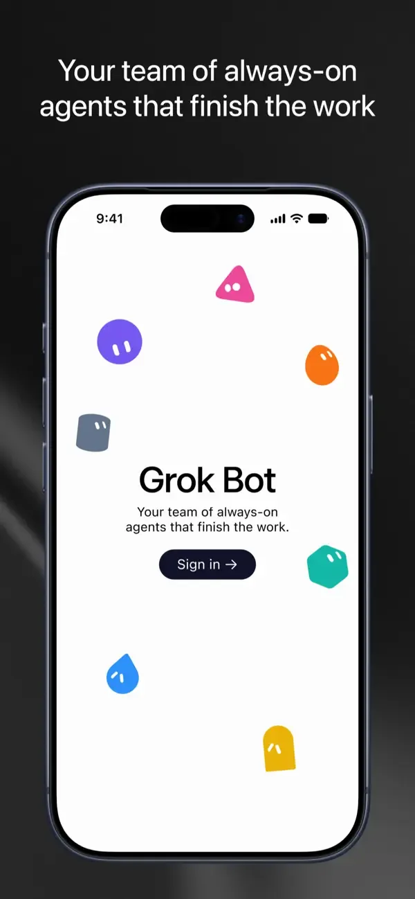 Grok Bot iPhone 版顯示多個長期運行 AI agents 嘅官方畫面