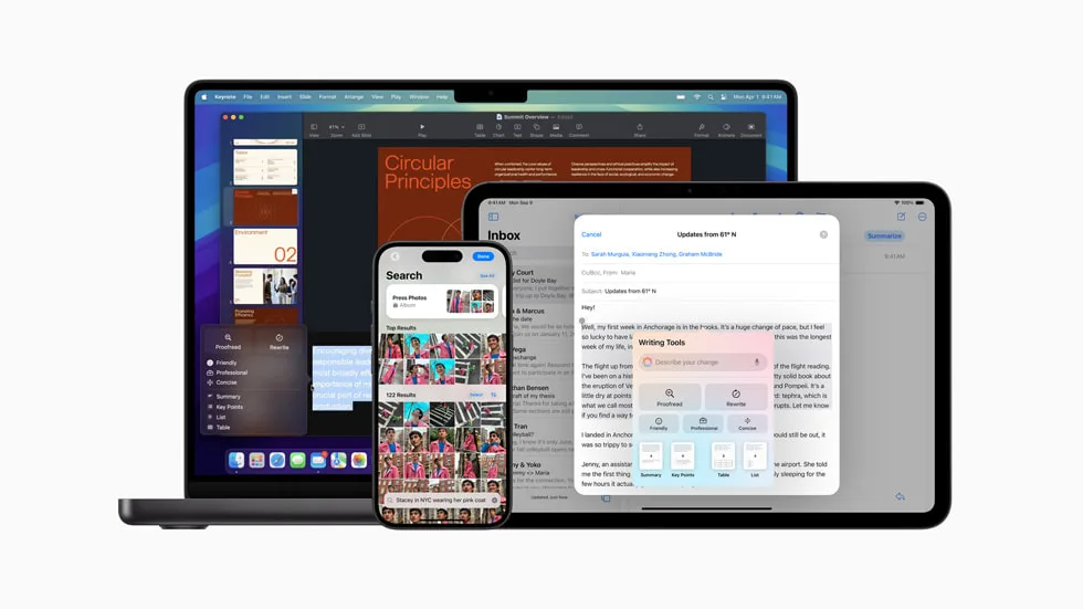 多款 iPhone、iPad 同 Mac 展示 Apple Intelligence 功能畫面