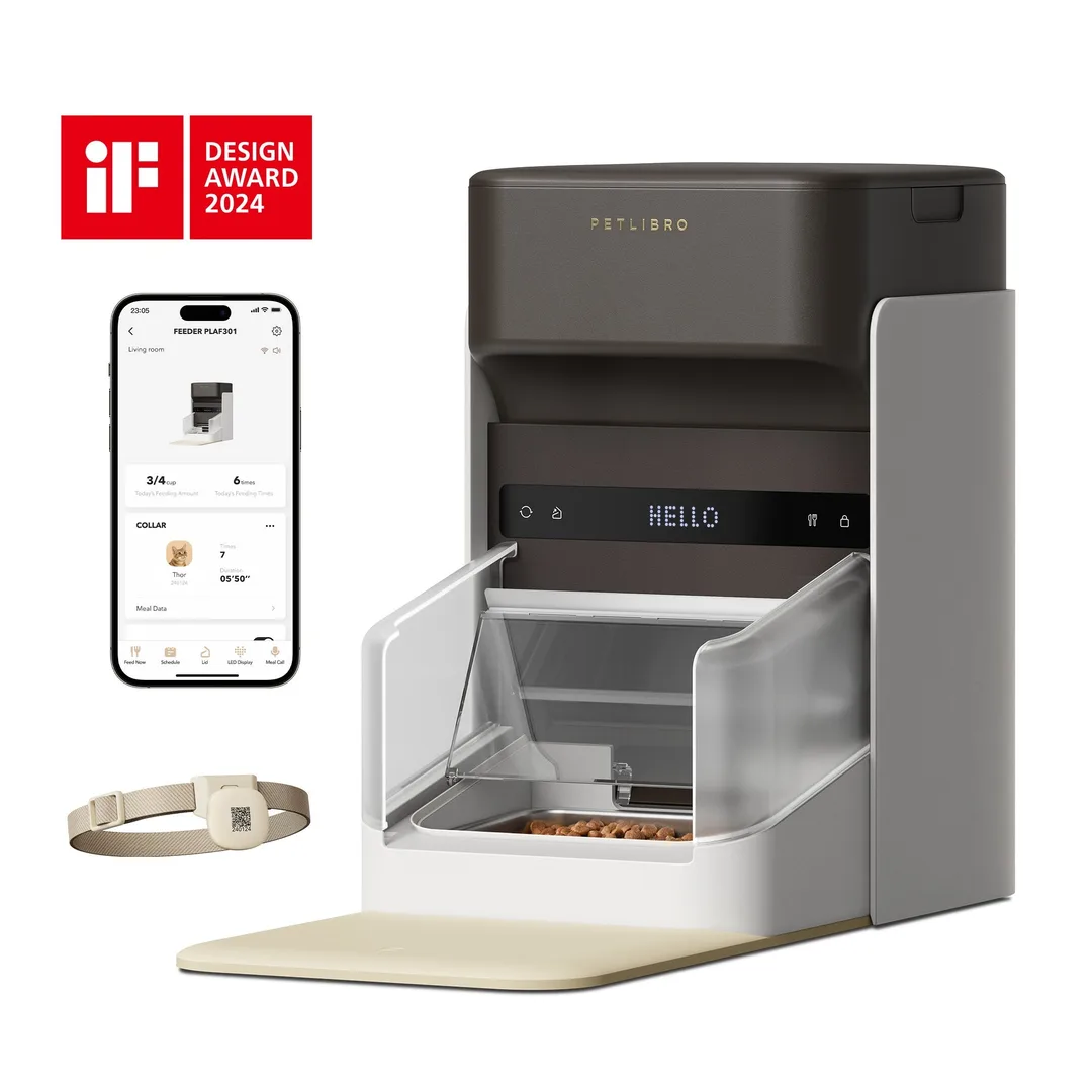 Petlibro One RFID 自動餵食器、RFID 頸圈標籤同手機 app 畫面