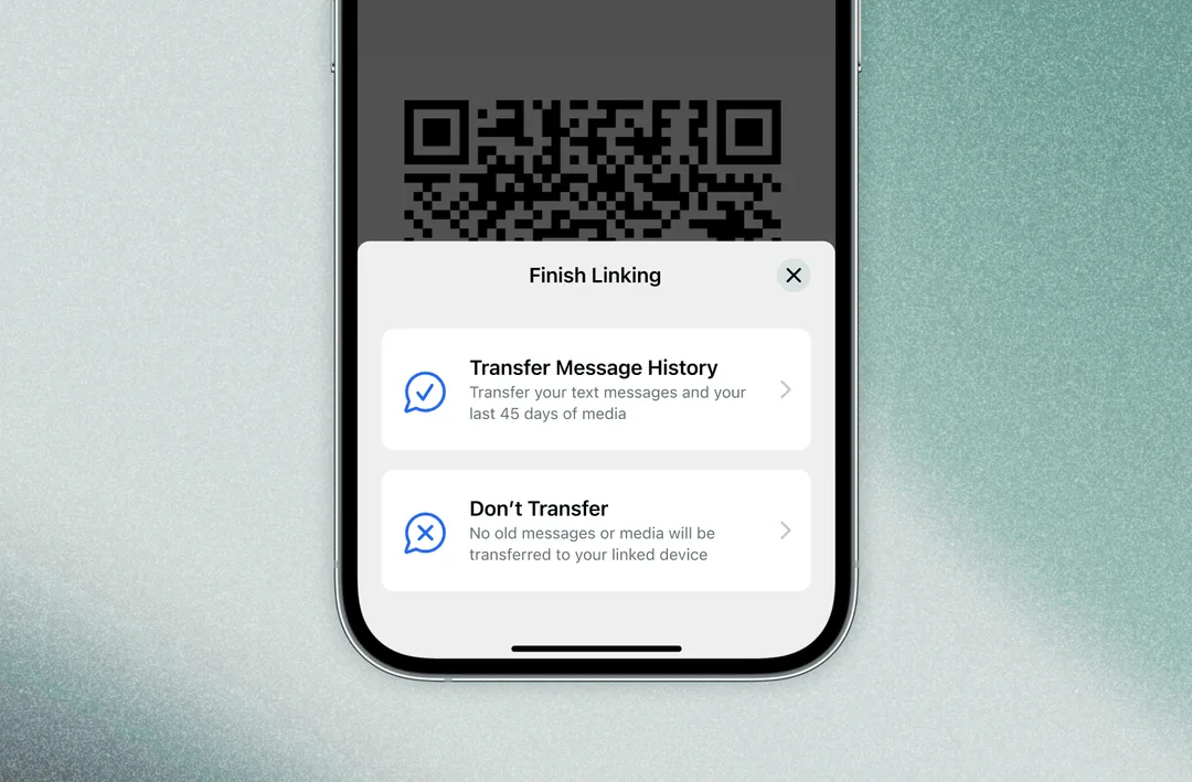 Signal 連接新裝置時,畫面畀用家揀搬舊訊息或者唔搬