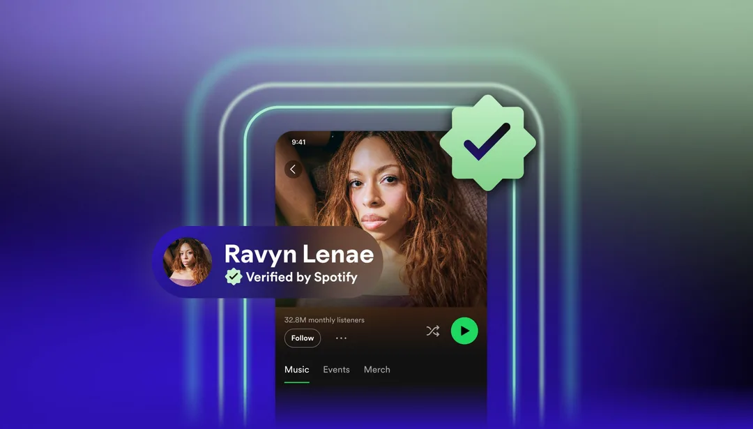 Spotify藝人profile顯示「Verified by Spotify」綠色剔號驗證標記