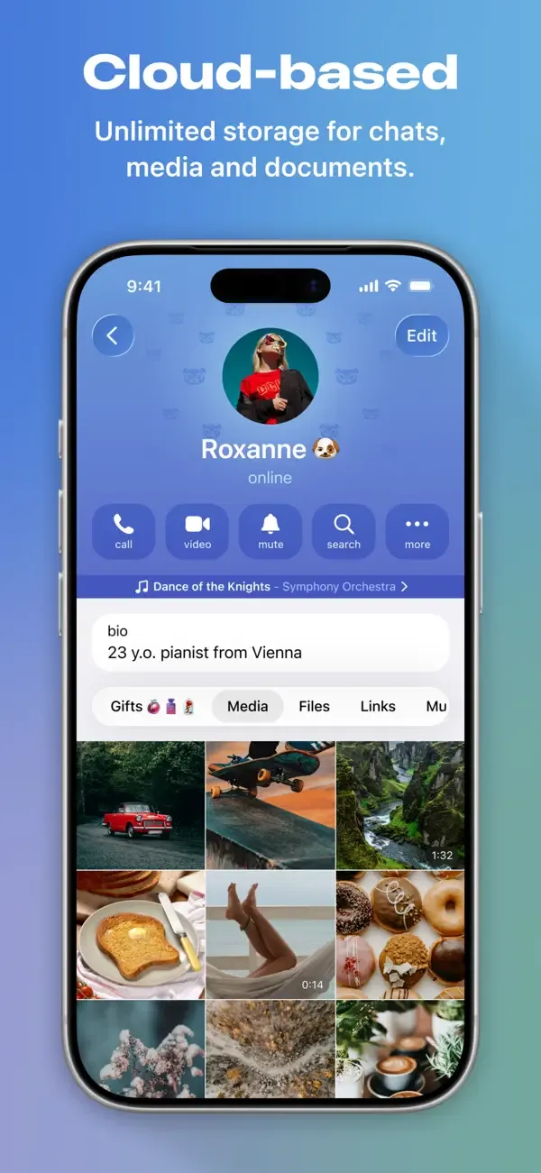 Telegram iPhone 版介面截圖，畫面顯示 app 內嘅對話功能