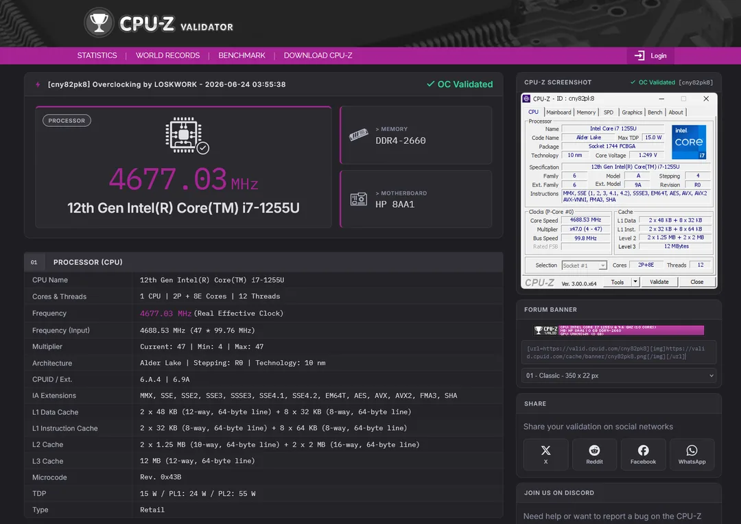 CPU-Z V3 XOC 超頻驗證頁面