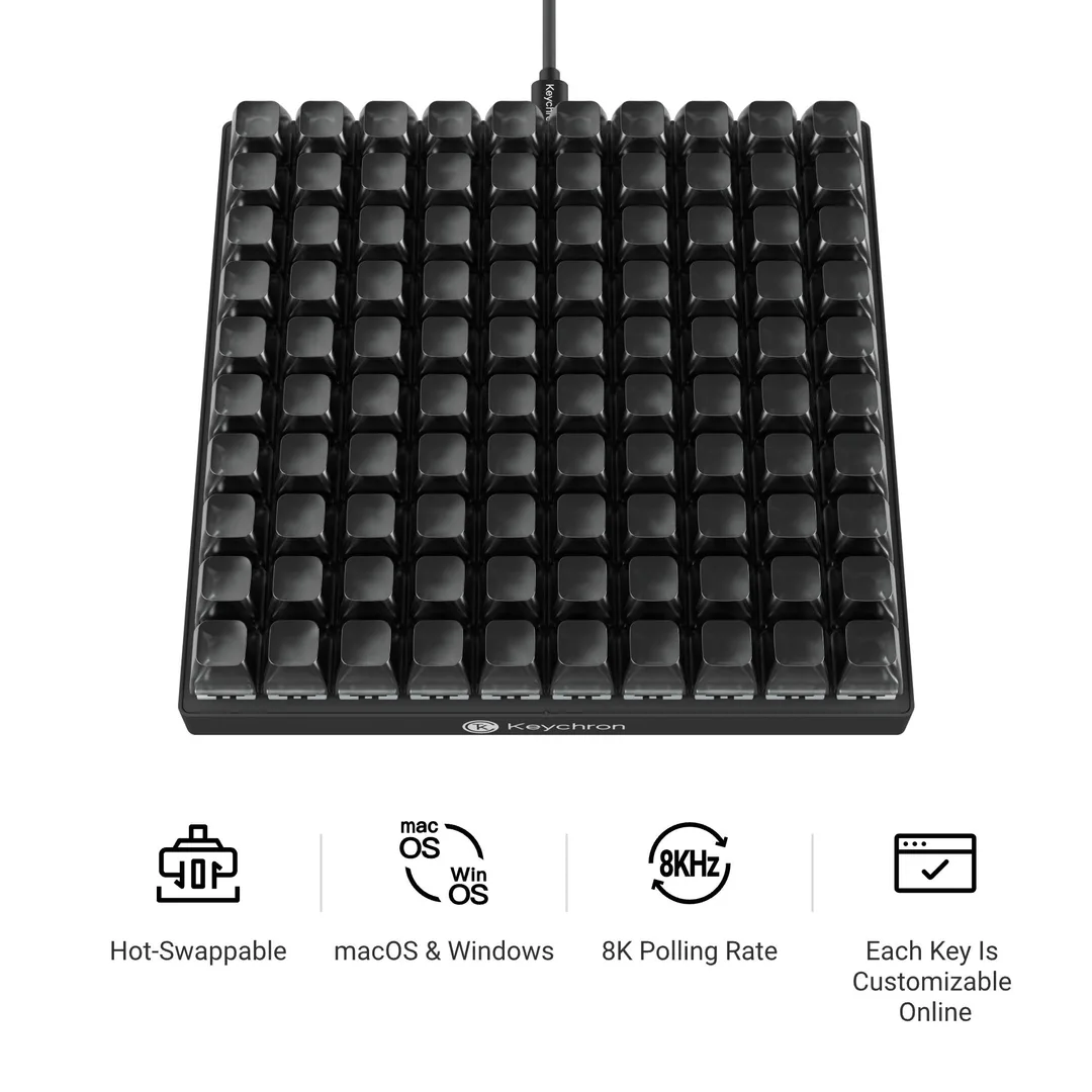 Keychron C100 8K 黑色 10×10 鍵陣巨型 macro pad 官方產品圖