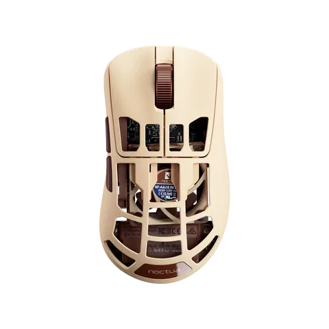 Pulsar Feinmann F01 Noctua Edition 俯視產品圖，可見鏤空外殼同中央風扇