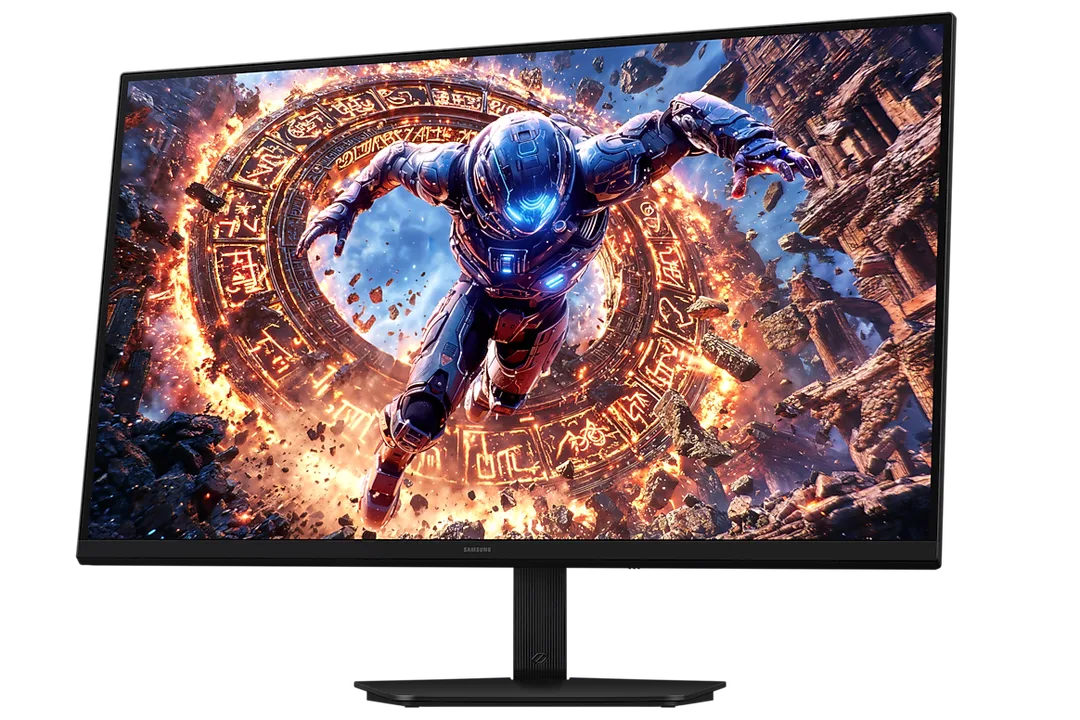 Samsung Odyssey G80HS 轉動支架後嘅側面角度
