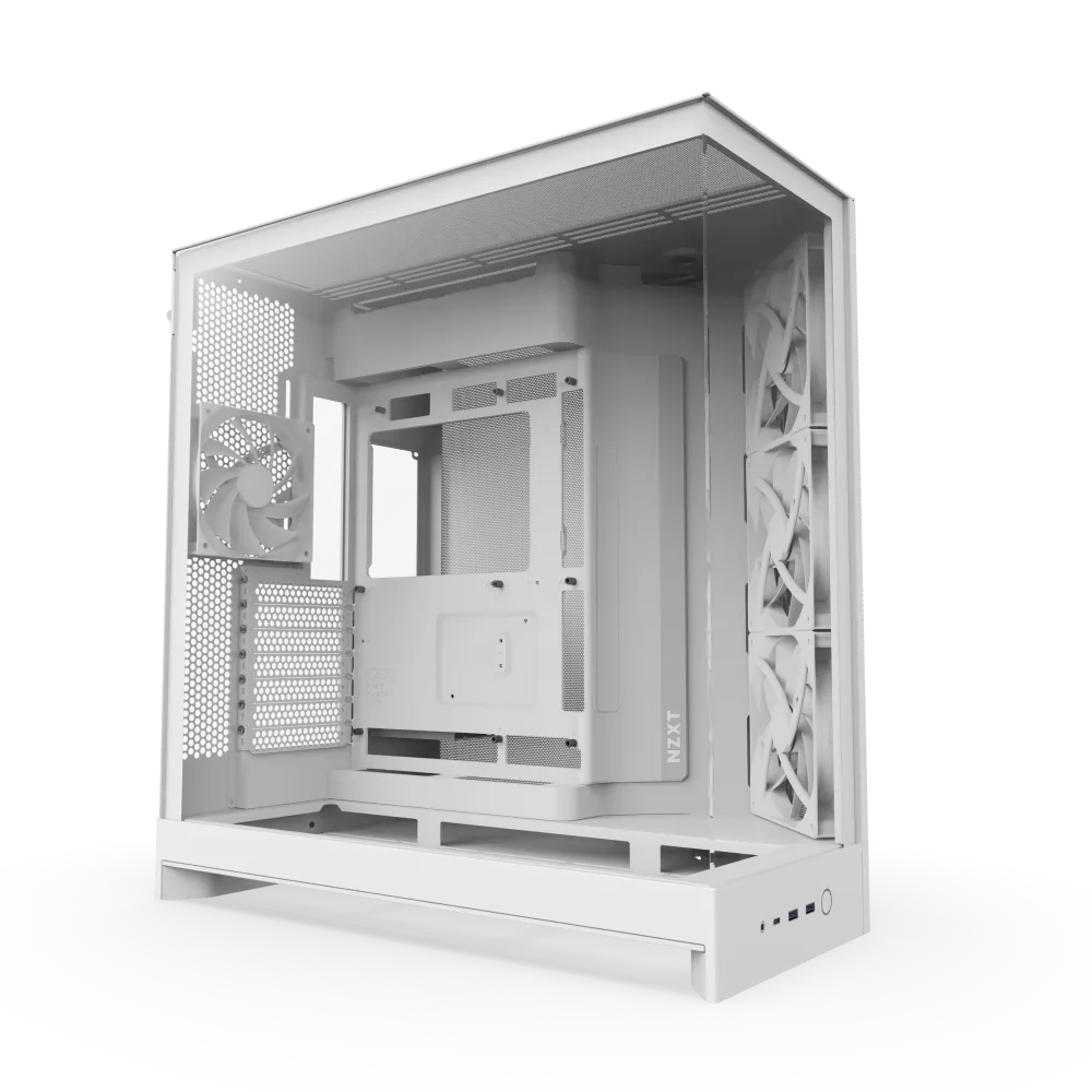 白色 NZXT H9 Flow 雙艙式機箱官方產品圖
