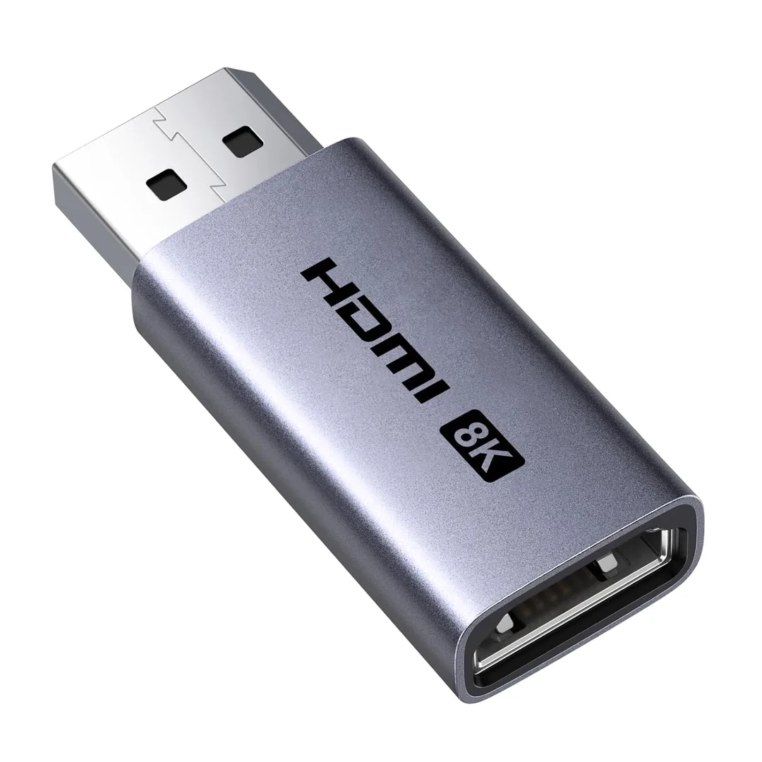 銀灰色 UGREEN 85996P DisplayPort 轉 HDMI 2.1 主動式轉接器產品圖