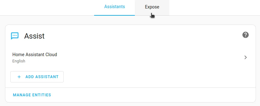 Home Assistant 設定頁入面管理公開畀語音助理使用嘅 entity