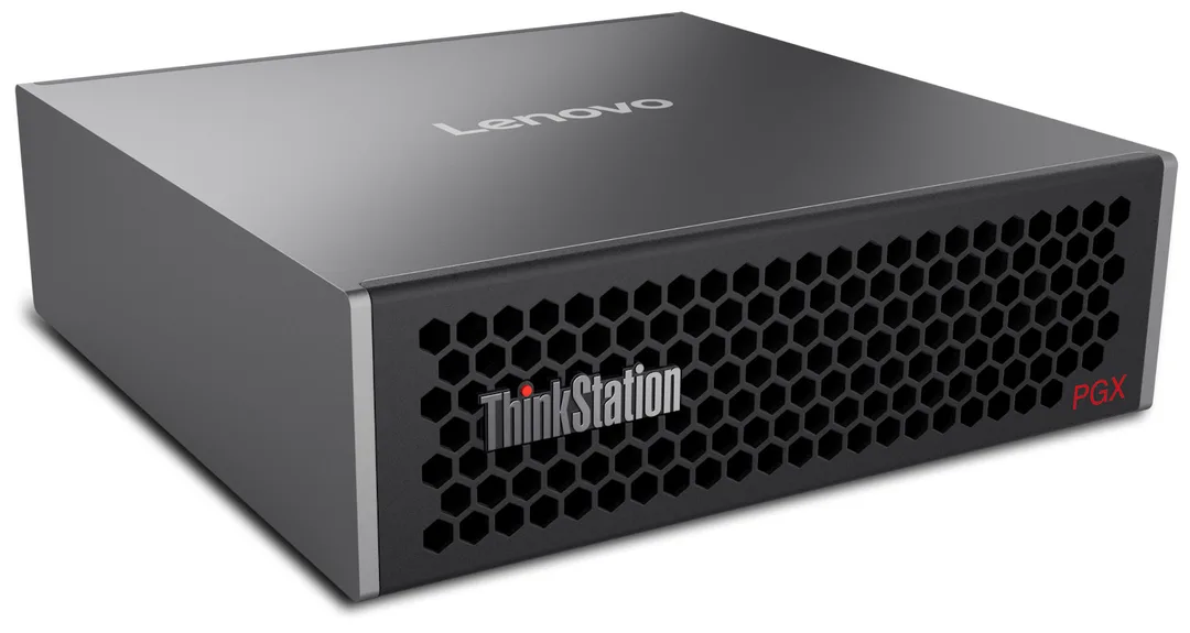 Lenovo ThinkStation PGX 細部 AI 工作站正面同側面外觀