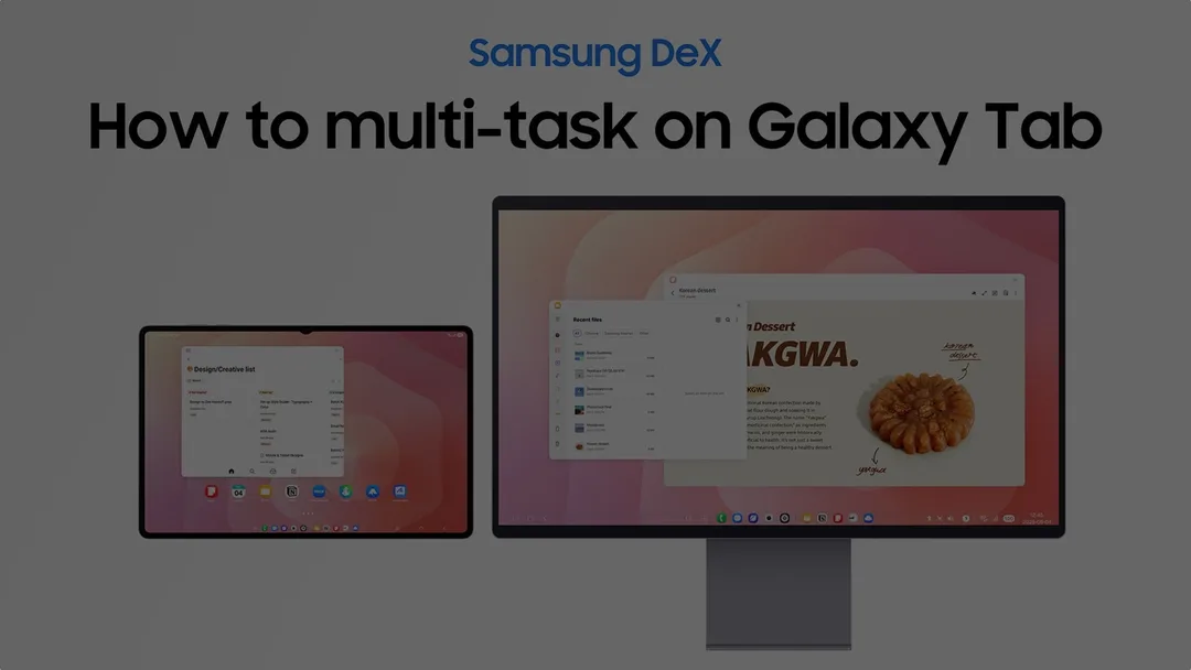 Galaxy 裝置連接大螢幕運行 Samsung DeX 桌面介面