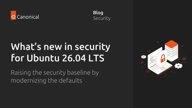 Ubuntu 26.04 LTS 安全更新官方配圖,畫面有鎖頭、server 同電腦插畫