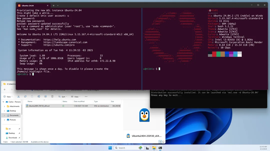 Windows terminal 入面運行 Ubuntu on WSL 嘅官方示意圖