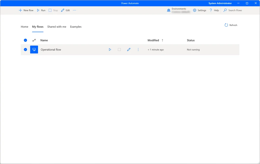 Power Automate Desktop 主畫面顯示已建立嘅桌面自動化流程