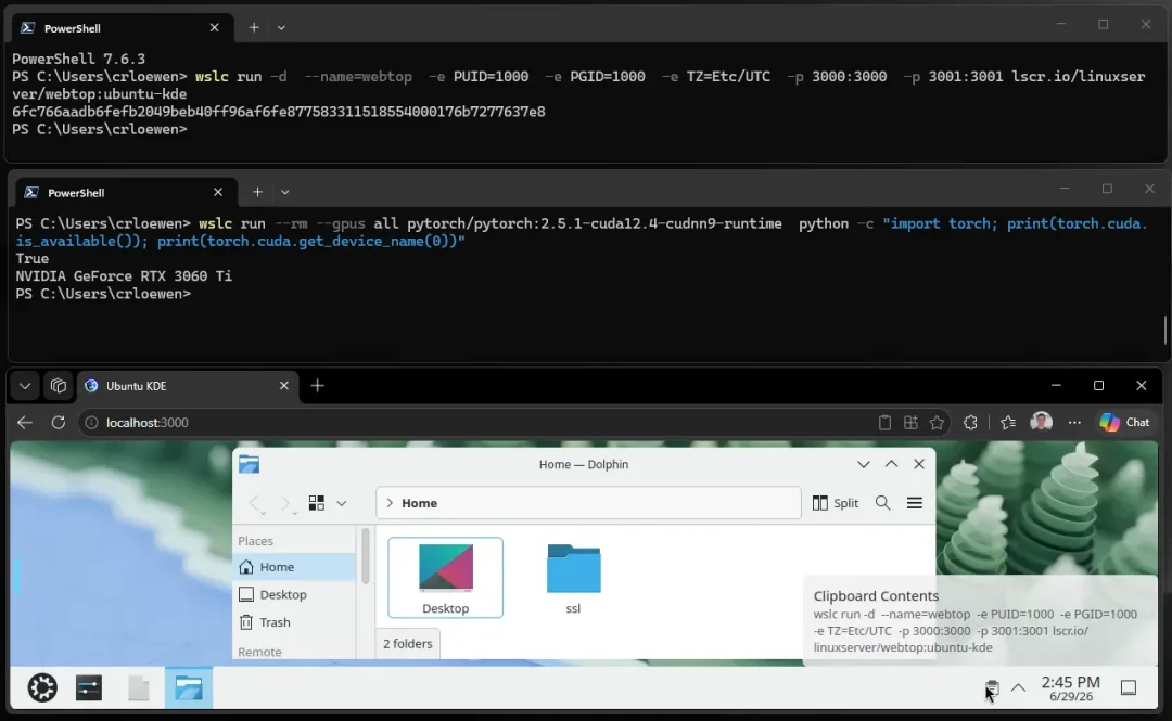 Windows Terminal 入面示範用 wslc 指令啟動同管理 Linux container
